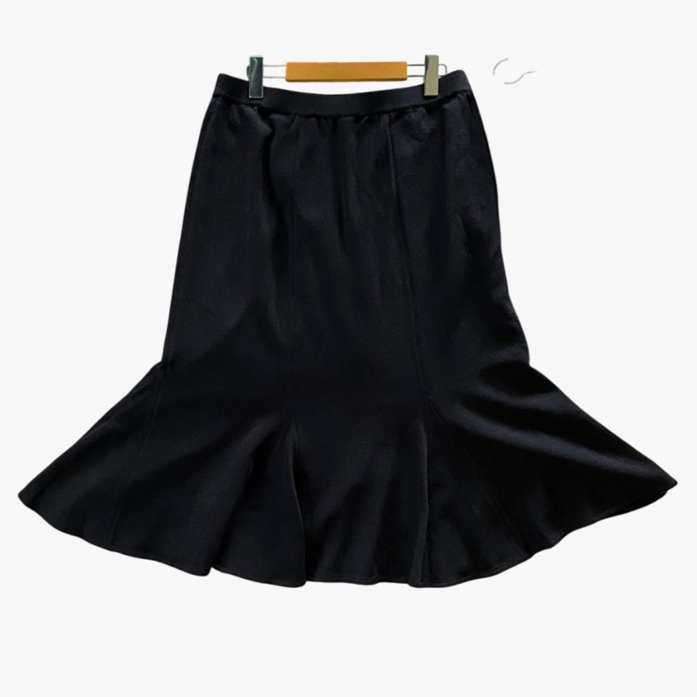 St John Skirt Flared Black 12 Vintage Santana Knit